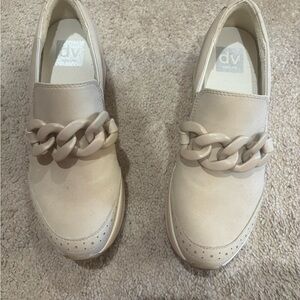DV by Dolce Vita Cream Loafers with Chain Detail